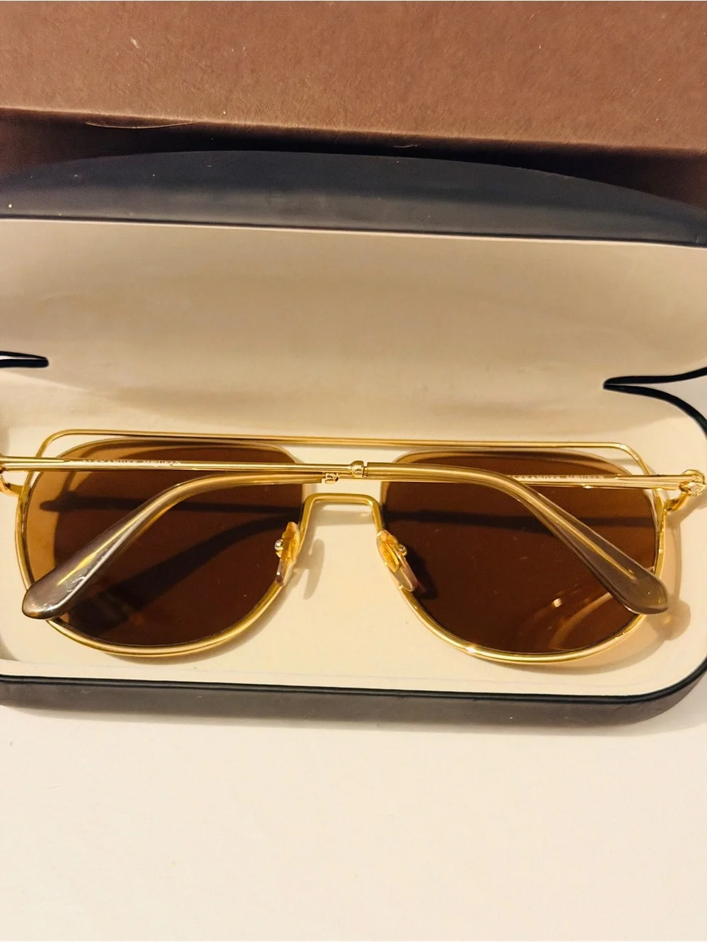 Alexander McQueen Gold Frame Sunglasses with Brown Gradient Lenses